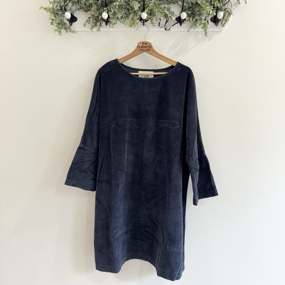 Sugar Candy Mountain The Monique Dress In Navy Corduroy Long Sleeve Boho Medium